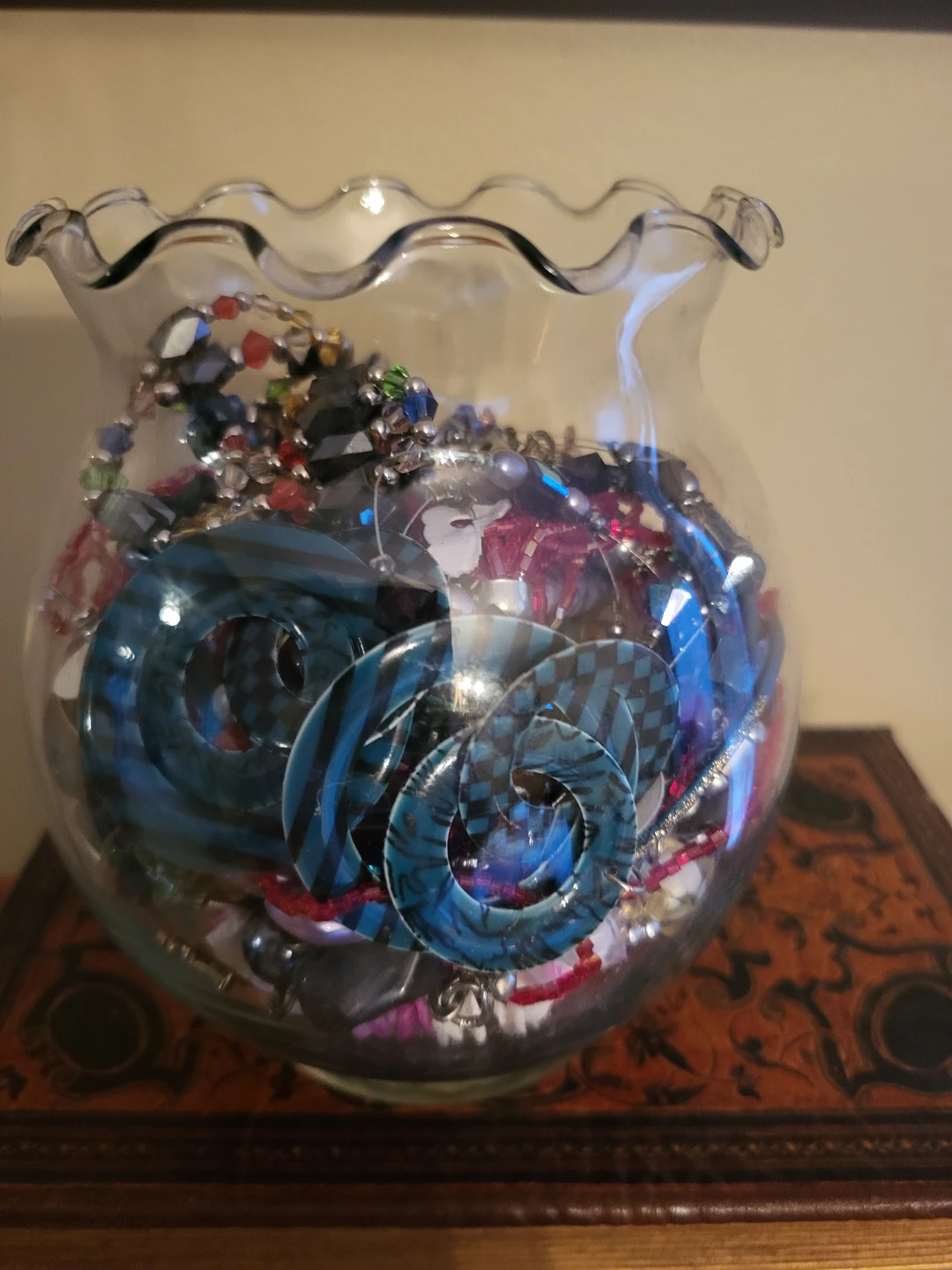 Glass Vase Filled with Assorted Costume Jewellery - photo 3