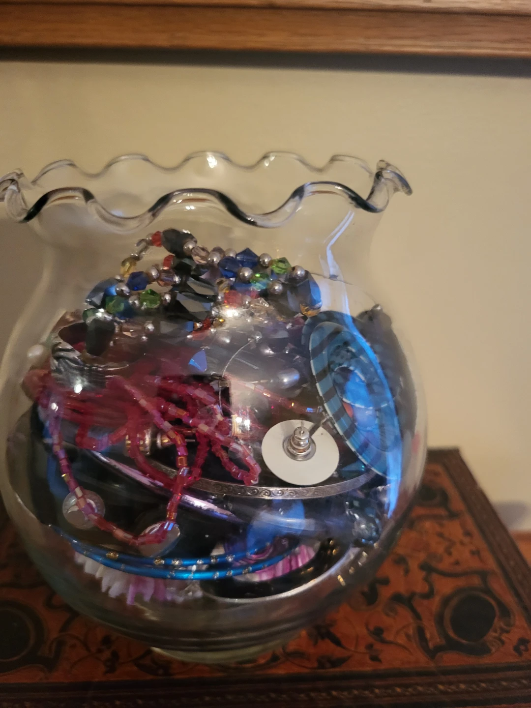 Glass Vase Filled with Assorted Costume Jewellery - photo 4
