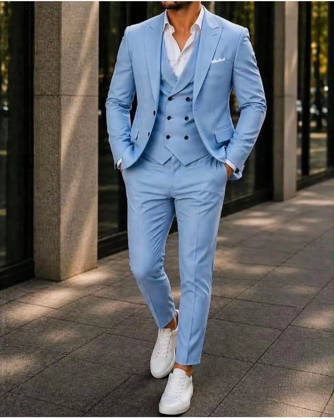Men's Light Blue 3-Piece Suit