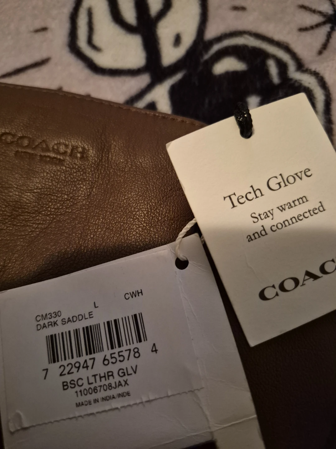 Coach Tech Gloves - Dark Saddle Leather - Size L - photo 2