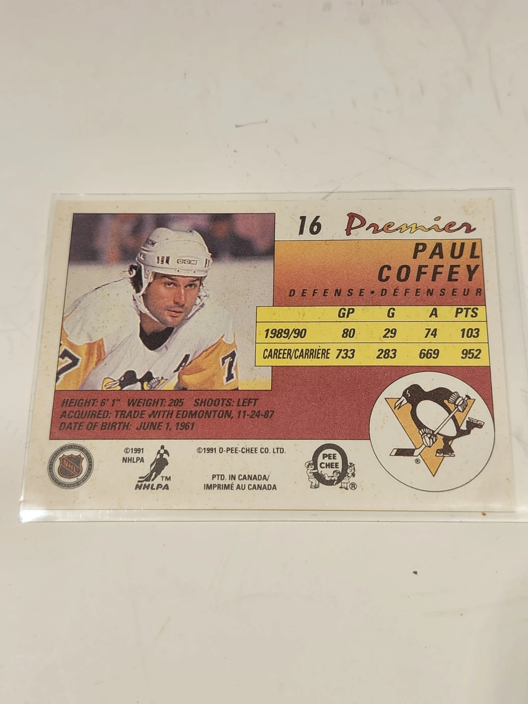 O-Pee-Chee Premier Paul Coffey Autographed Hockey Card - photo 2