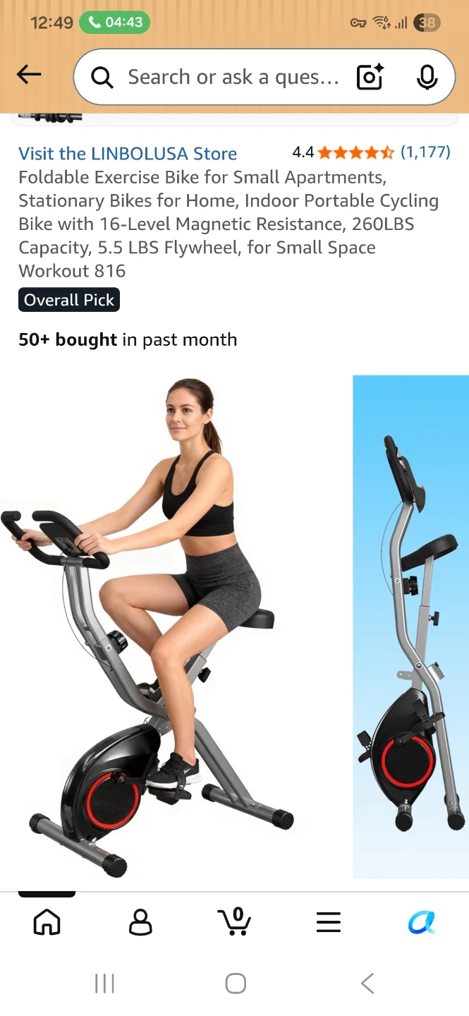 $40 Almost New LINBOLUSA Foldable Exercise Bike