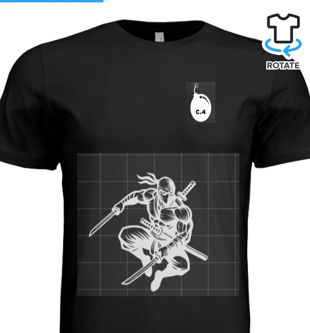 Black T-Shirt with Ninja Graphic