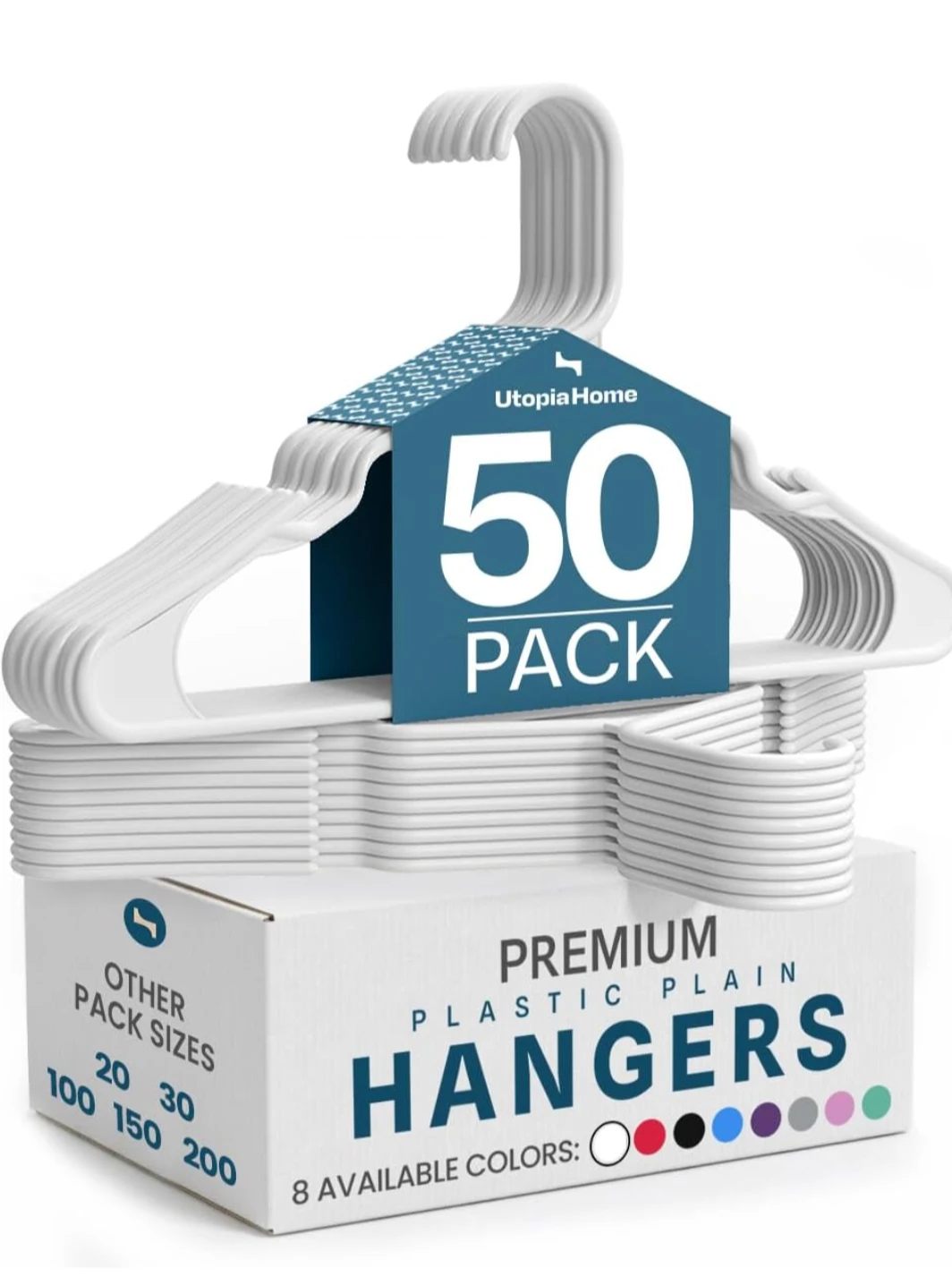50 Pack Plastic Plain Hangers