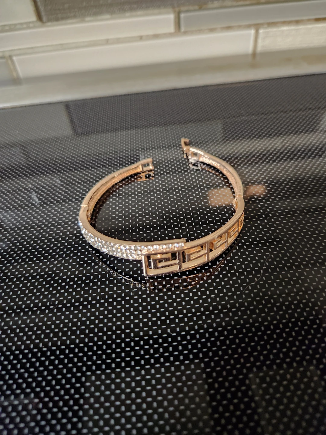 Rose Gold Tone Rhinestone Bangle Bracelet - photo 2