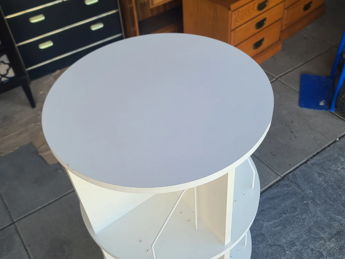 White Rotating 3-Tier Bookshelf Media Tower - photo 4