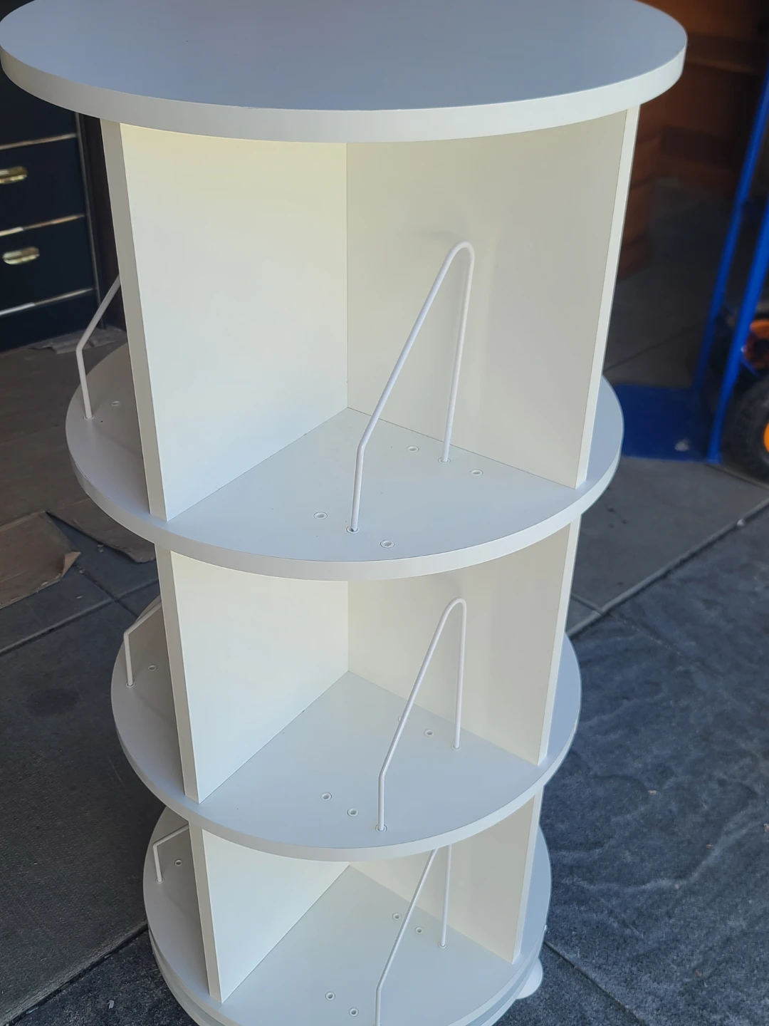 White Rotating 3-Tier Bookshelf Media Tower - photo 5
