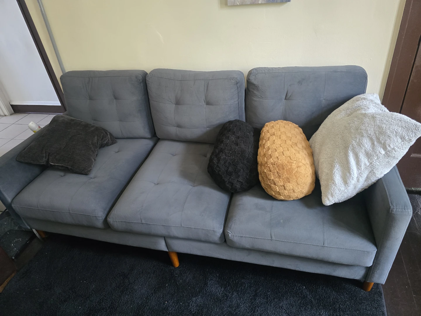Gray Sectional Sofa with Pillows and decorative coffee table - photo 2