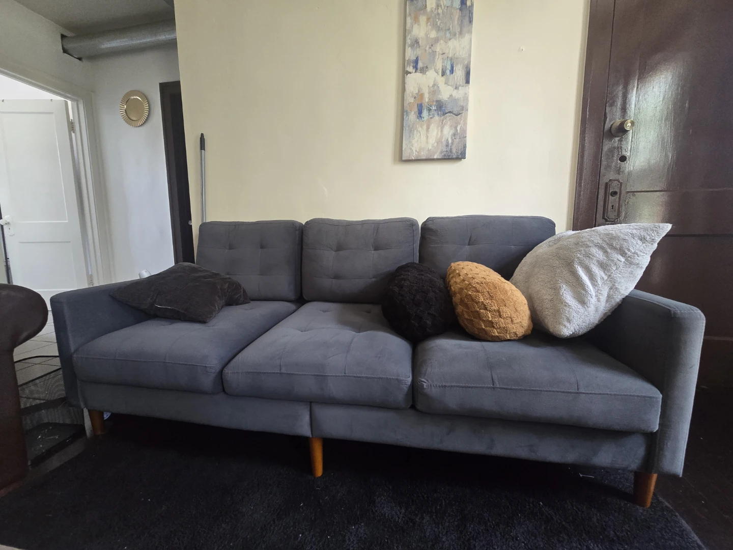 Gray Sectional Sofa with Pillows and decorative coffee table - photo 3