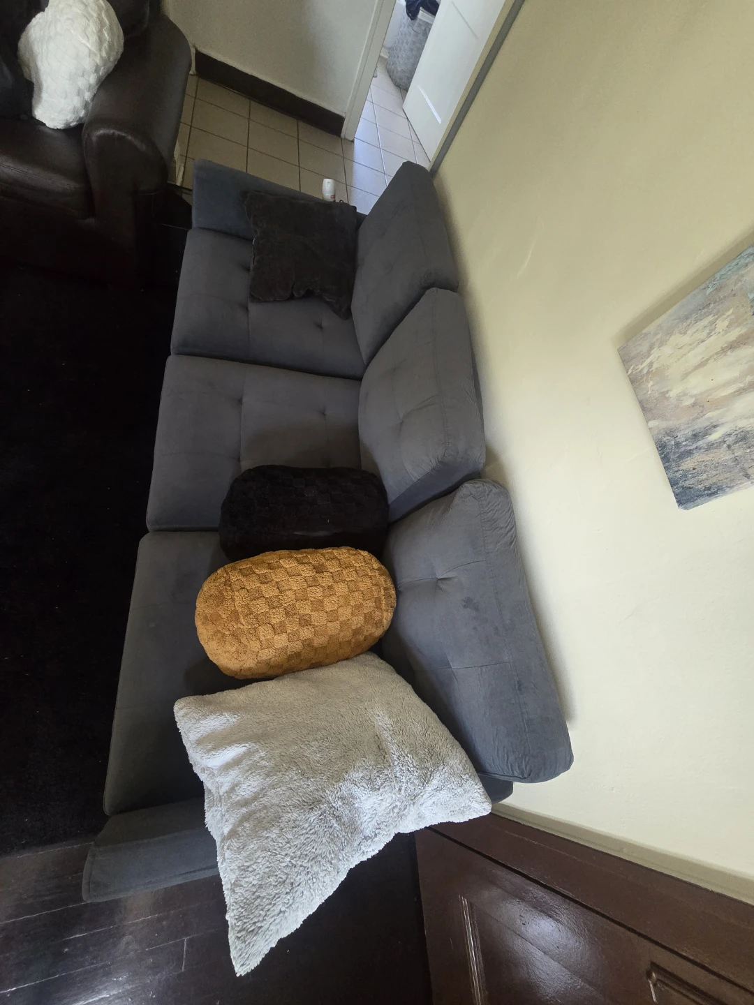 Gray Sectional Sofa with Pillows and decorative coffee table - photo 4