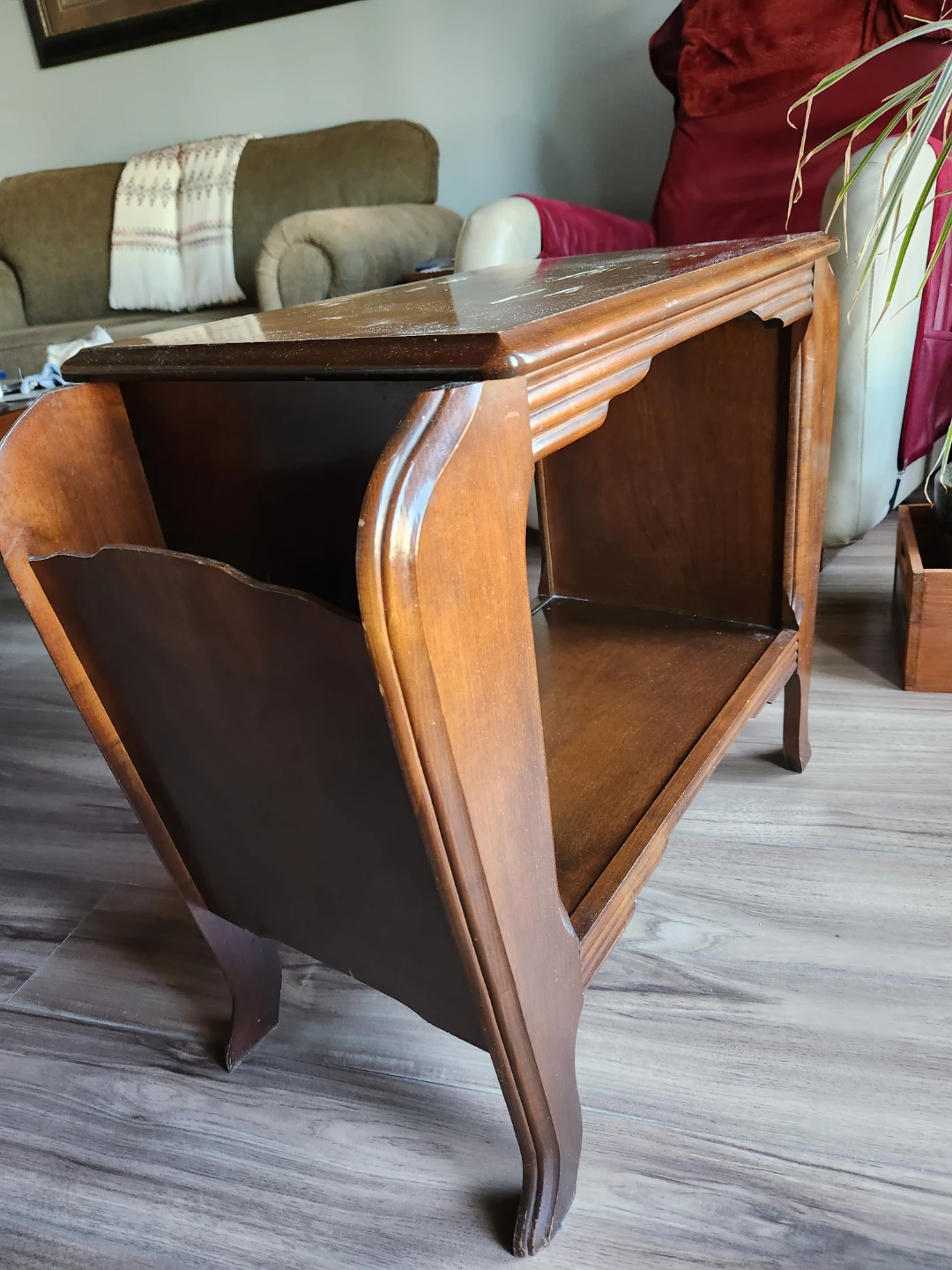 Vintage Wooden Magazine Rack Side Table - photo 2