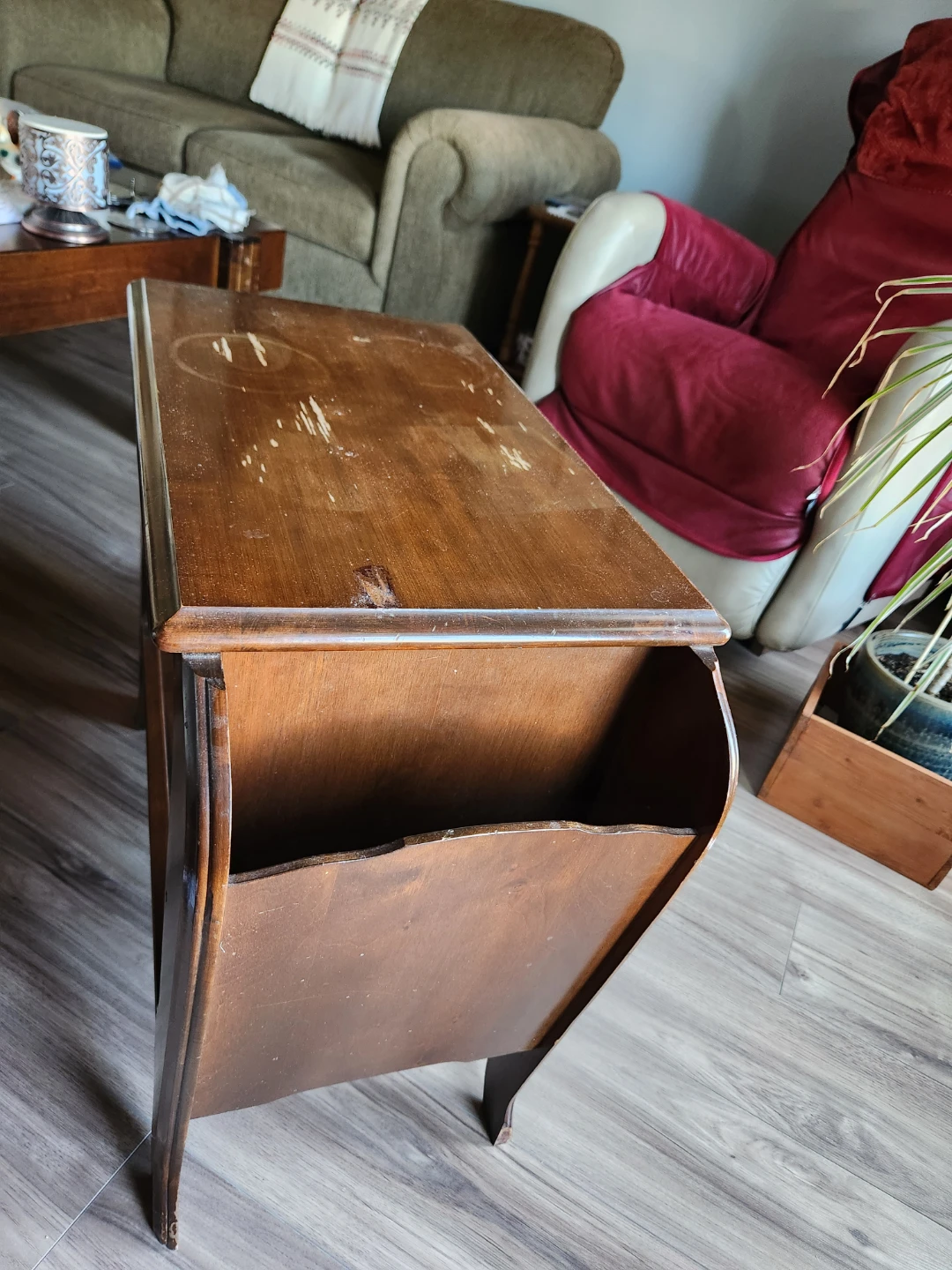 Vintage Wooden Magazine Rack Side Table - photo 3