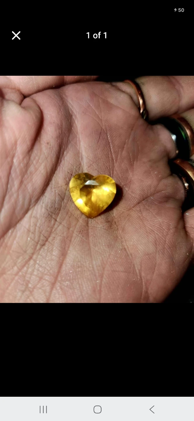 Heart-shaped yellow gemstone small