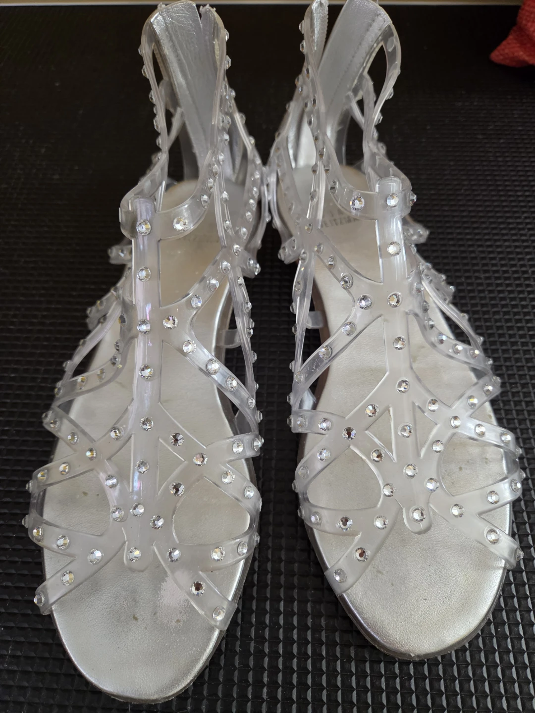 Stuart Weitzman Clear Embellished Gladiator Sandals