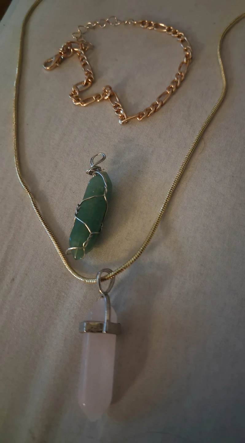 Gold Tone Chain Bracelet and Pendant Necklaces