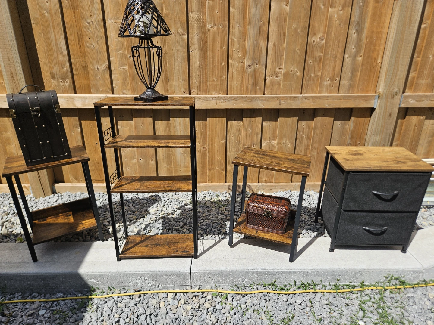 Rustic Wood and Metal shelf and  Storage & decor