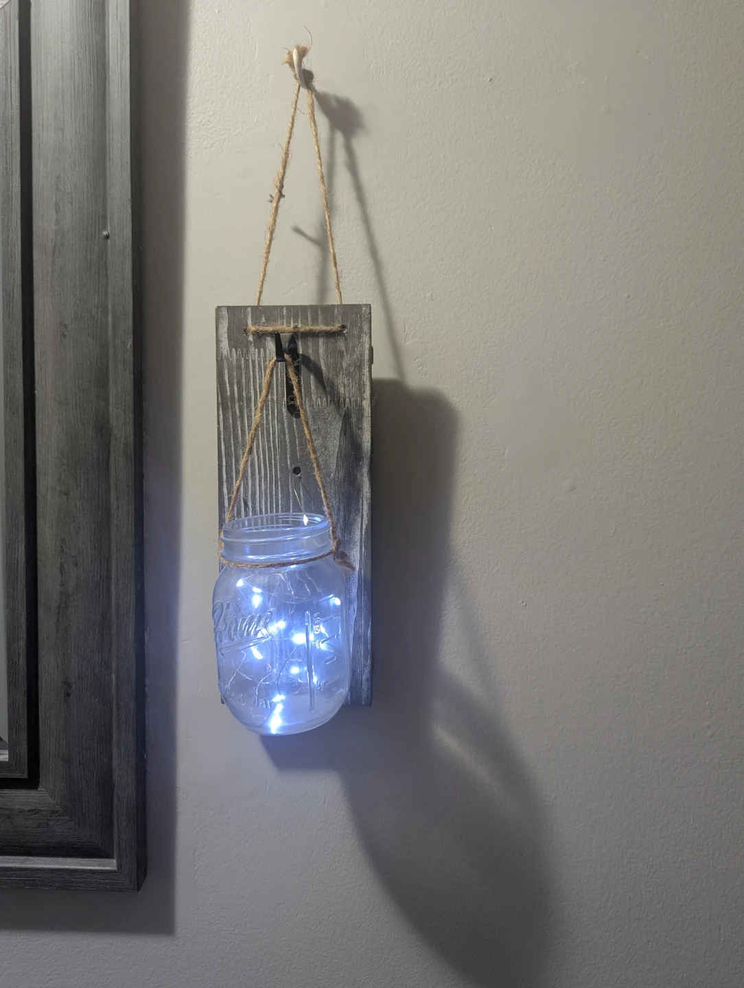 Set of 2Mason Jars Wall Sconce with Fairy Lights