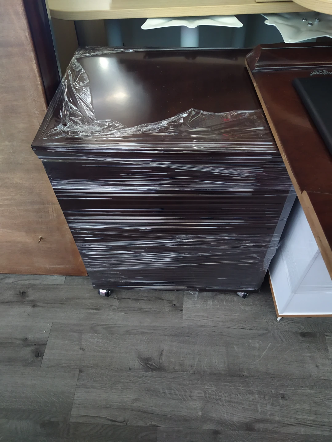 Wooden Desk with Filing Cabinet - photo 4