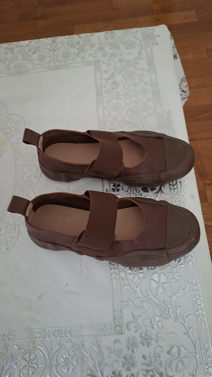 Brown Leather Mary Jane Style Flats
