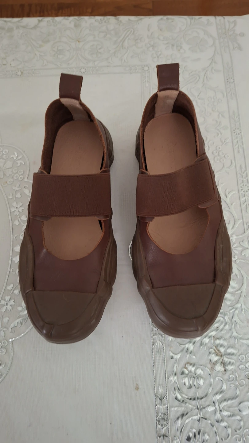 Brown Leather Mary Jane Style Flats - photo 2