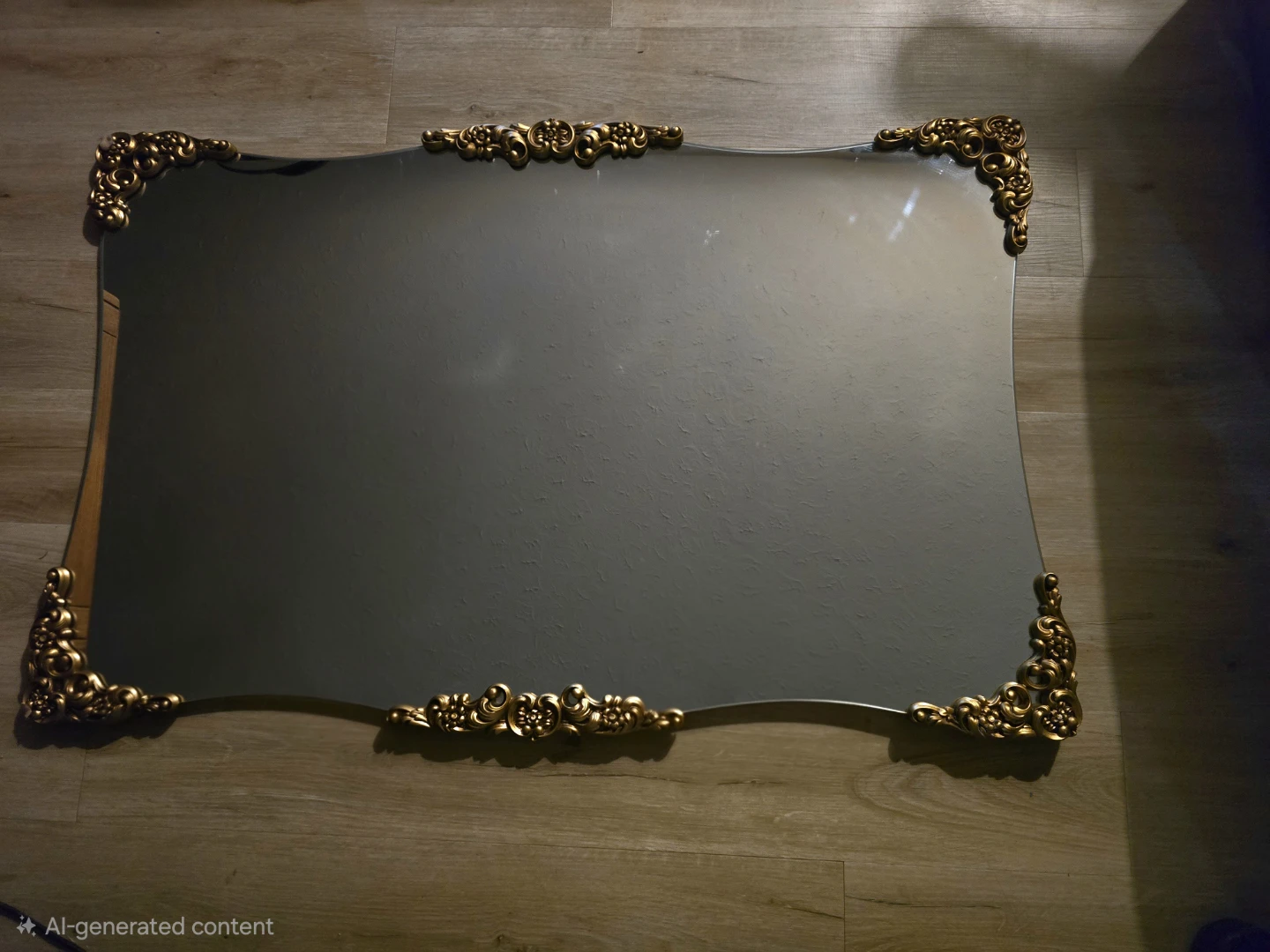 Decorative Wall Mirror with Gold Ornate Trim