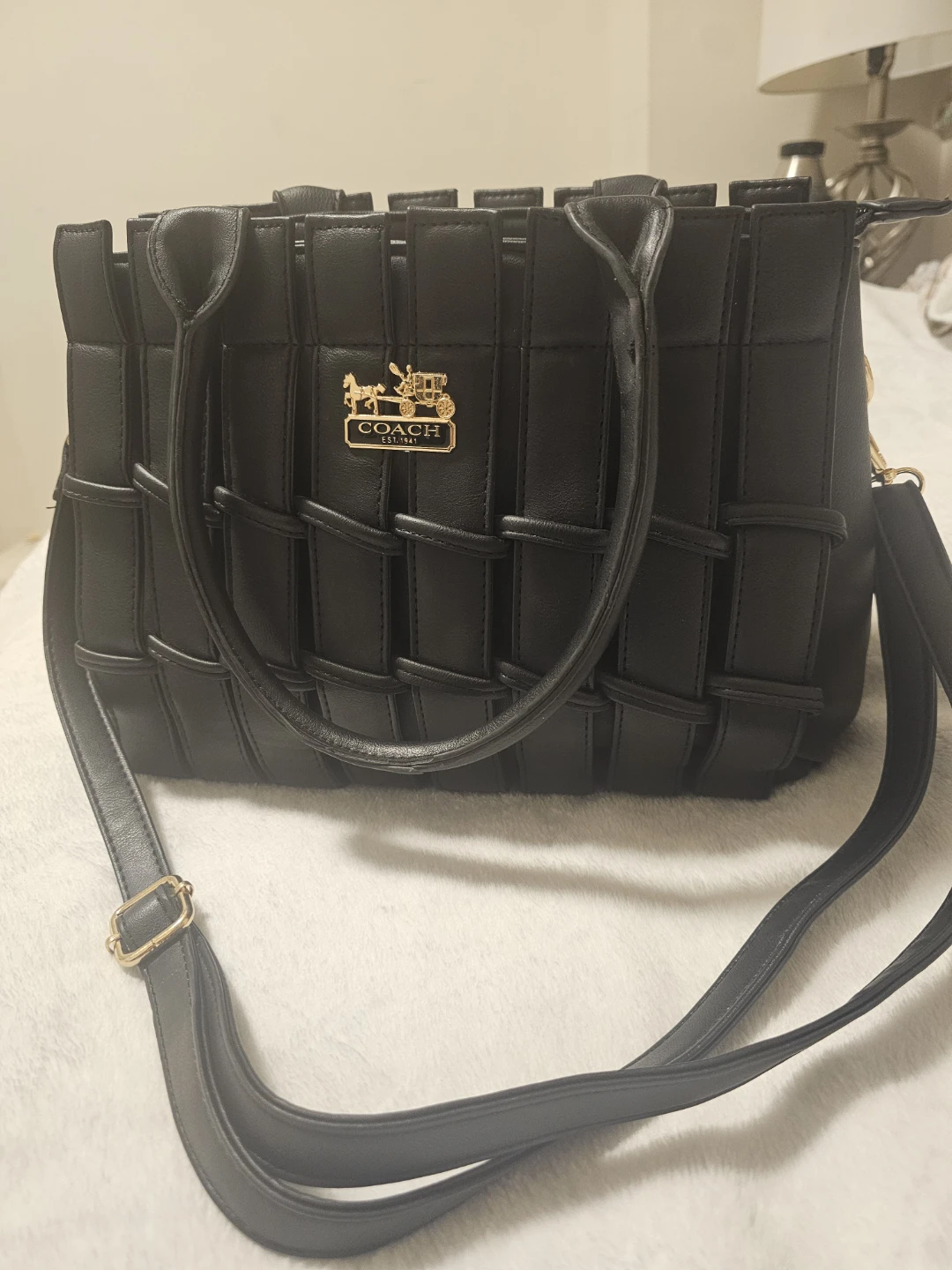 Coach Black Woven Handbag with Matching Wallet - photo 3
