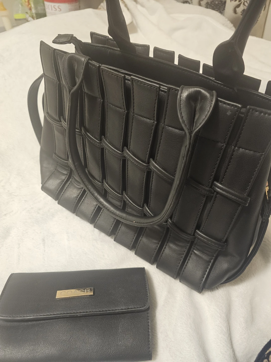 Coach Black Woven Handbag with Matching Wallet - photo 4