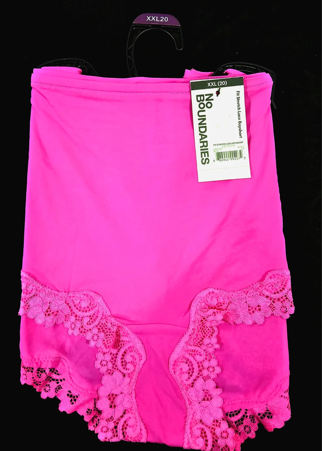 No Boundaries Hot Pink Lace Trim Boyshorts XXL