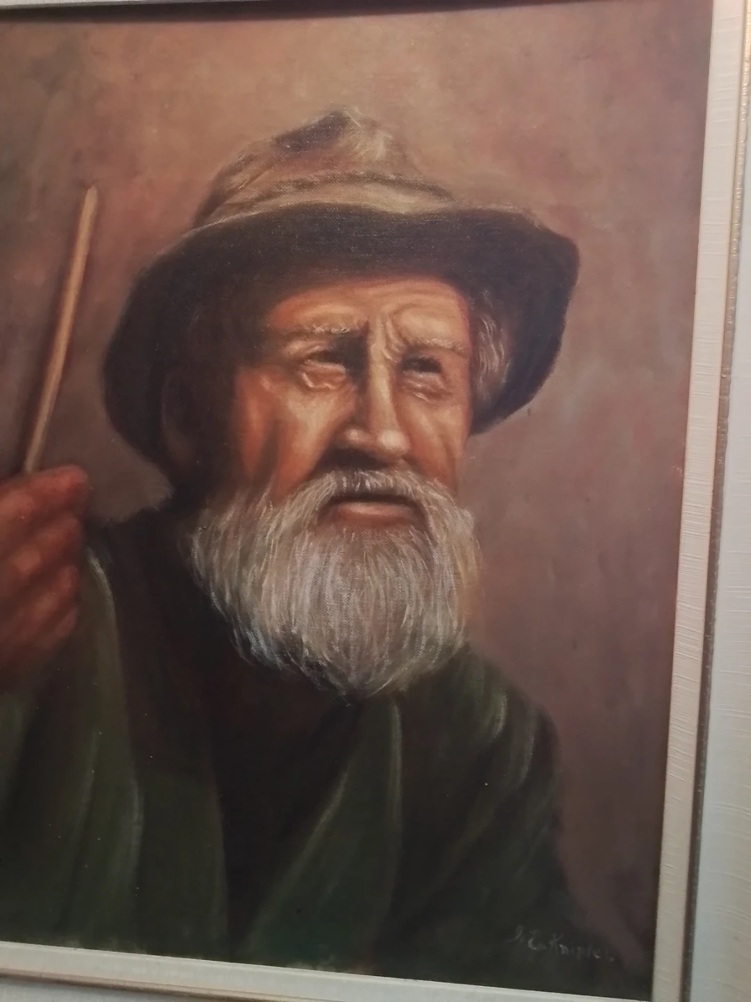 Vintage MCM Character Oil Portrait Signed S.E. Knipfer - photo 2