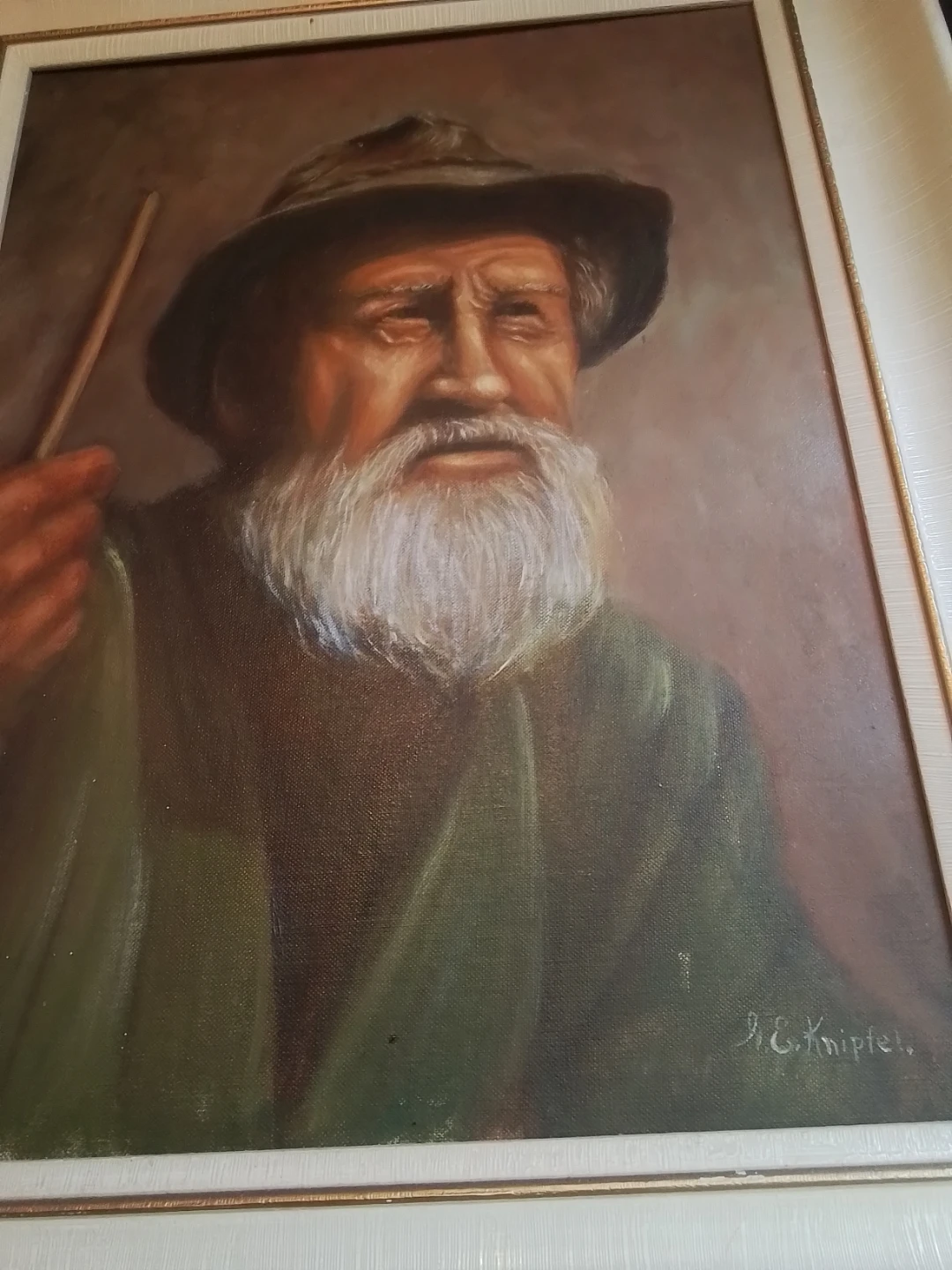 Vintage MCM Character Oil Portrait Signed S.E. Knipfer - photo 5
