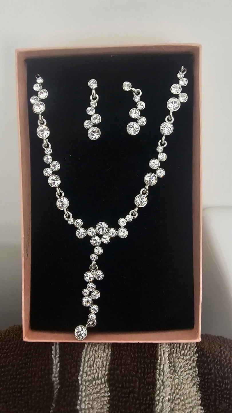 Rhinestone Necklace and Earring Set
