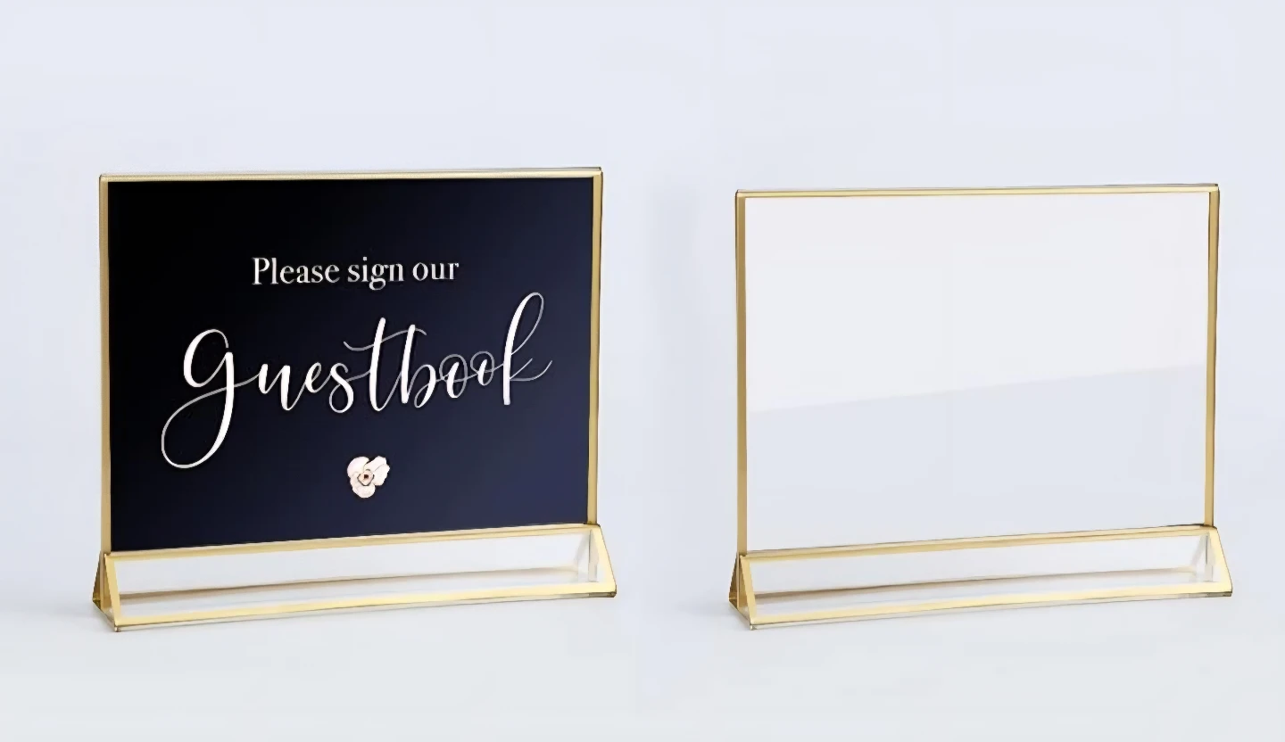 Uniqoo Acrylic Sign Holder Gold 6x4 inches - Set of 6 - photo 3