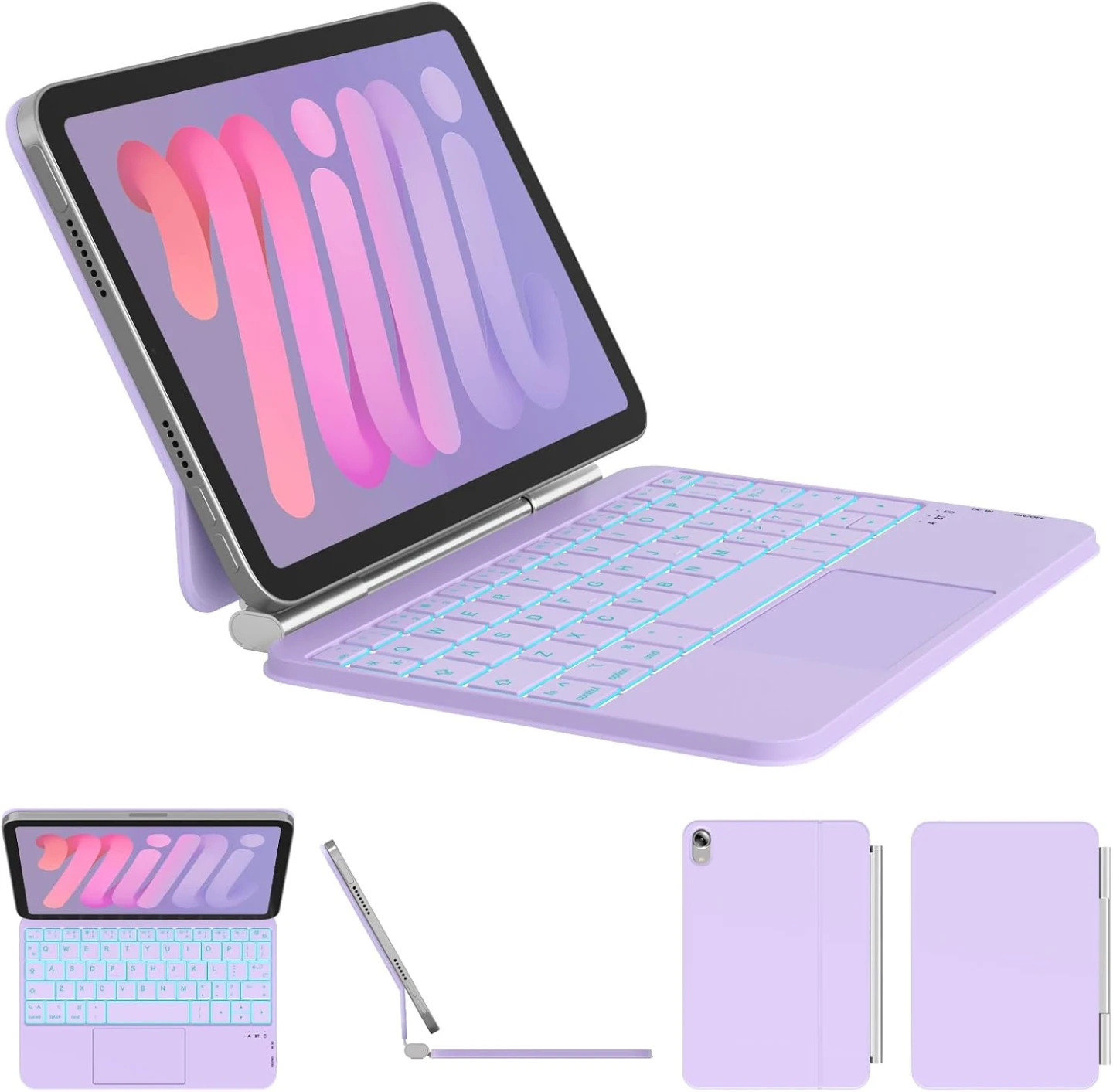 Purple Trackpad Keyboard Case for iPad Mini 7th/6th Gen