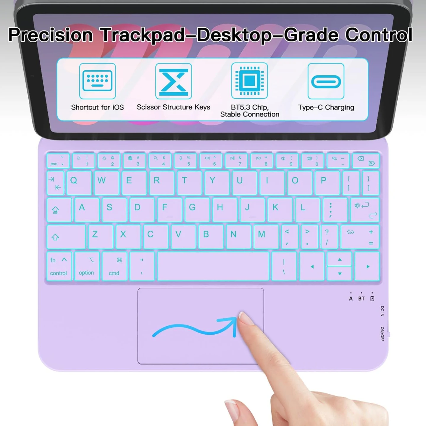 Purple Trackpad Keyboard Case for iPad Mini 7th/6th Gen - photo 3