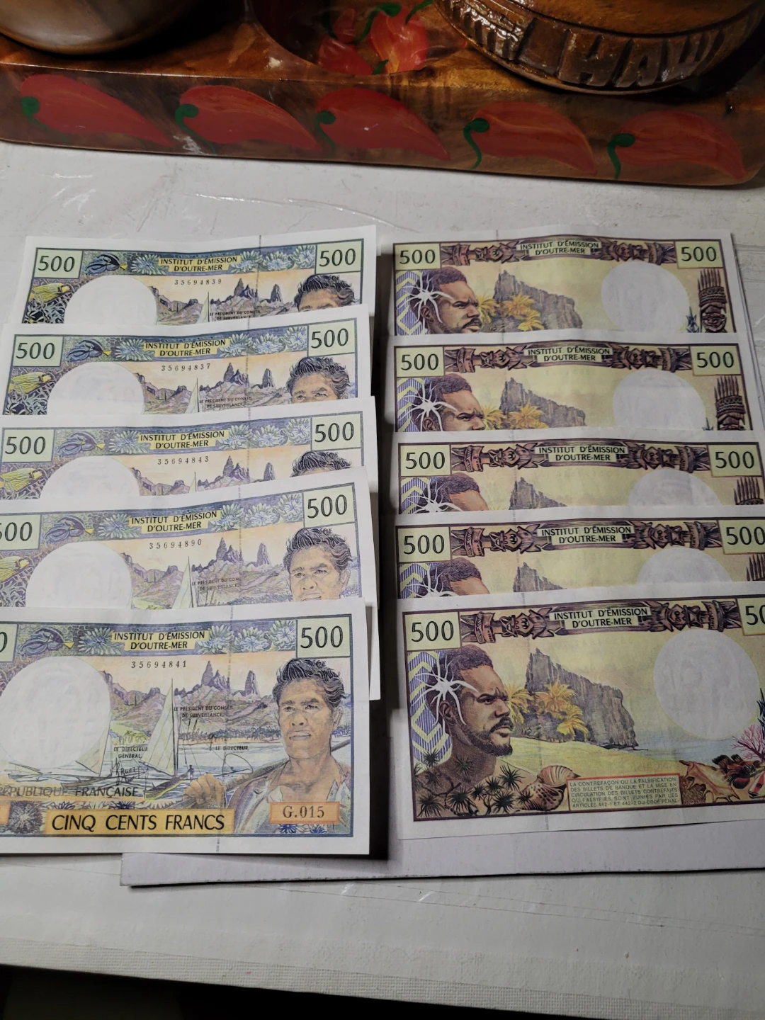 500 Cinq Cents Francs Banknotes (Set of 10)