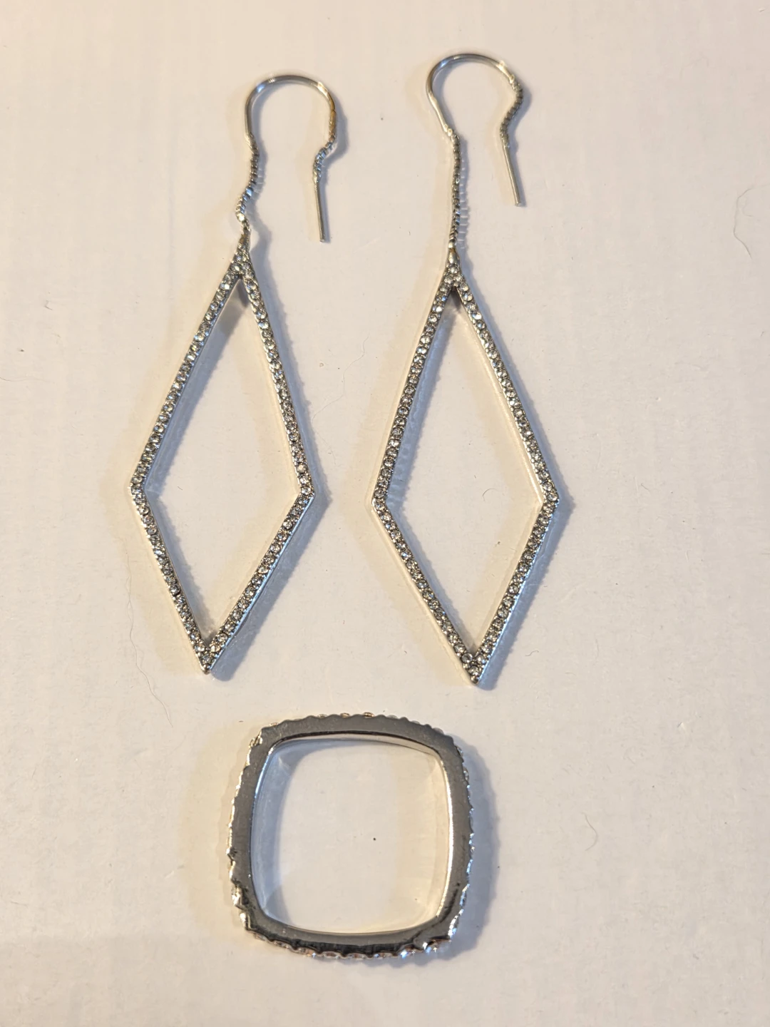 Rhinestone Diamond Drop Earrings and pendant Set