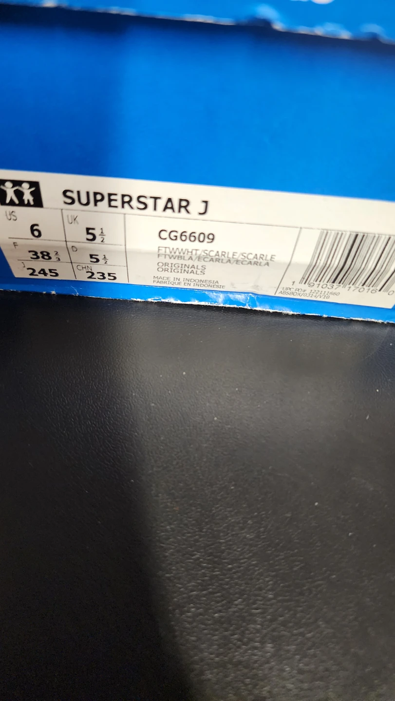 Adidas Superstar J Shoes White Red Size 6 - photo 4
