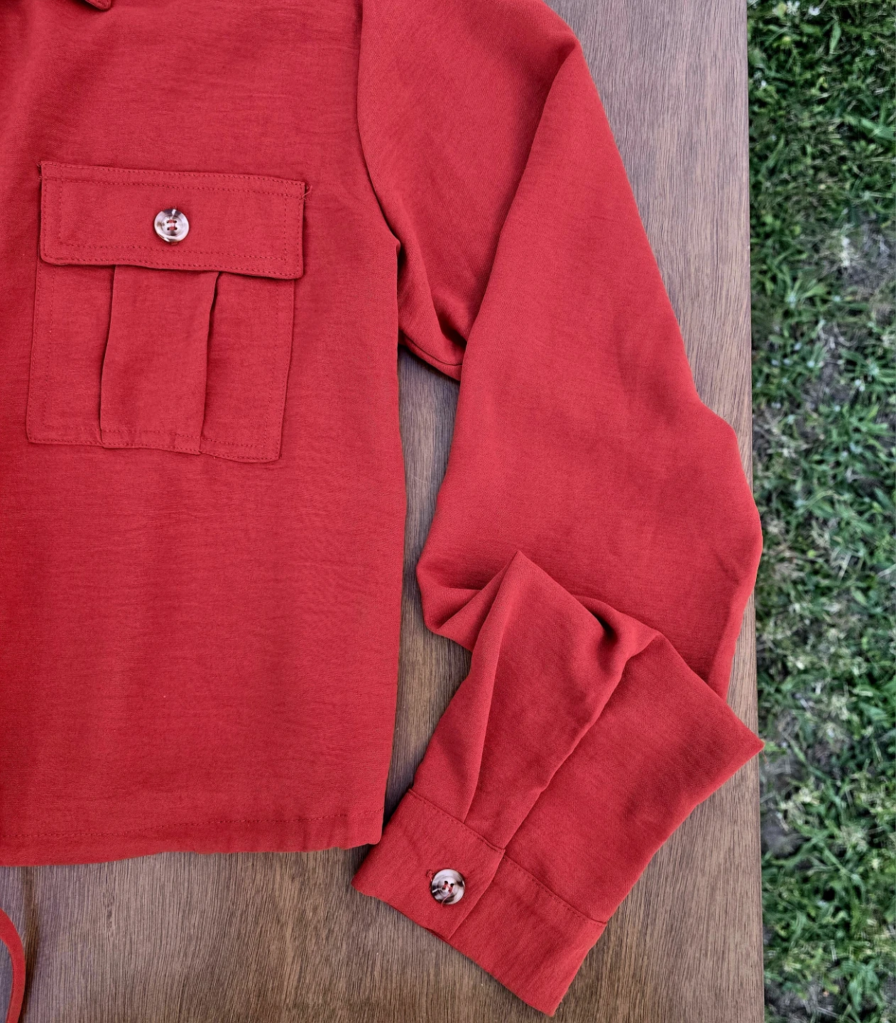 Burnt Orange Cropped Shirt, Military Style Jacket Large - photo 5