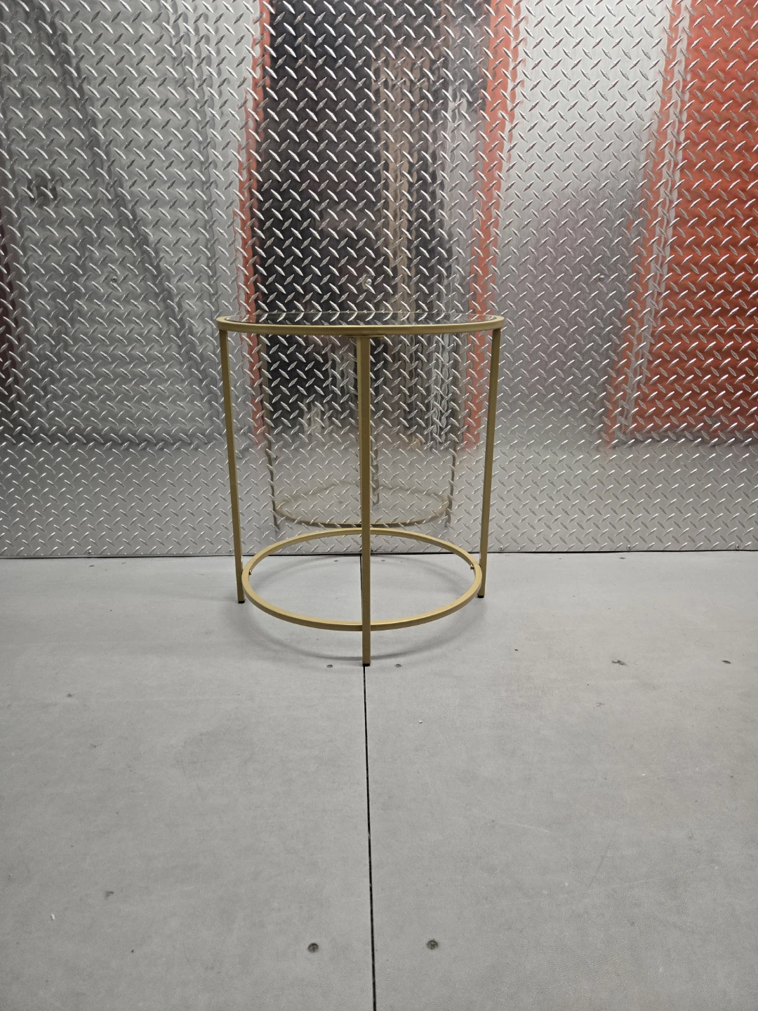 Modern Gold Round End Table - Clear Tempered Glass Top