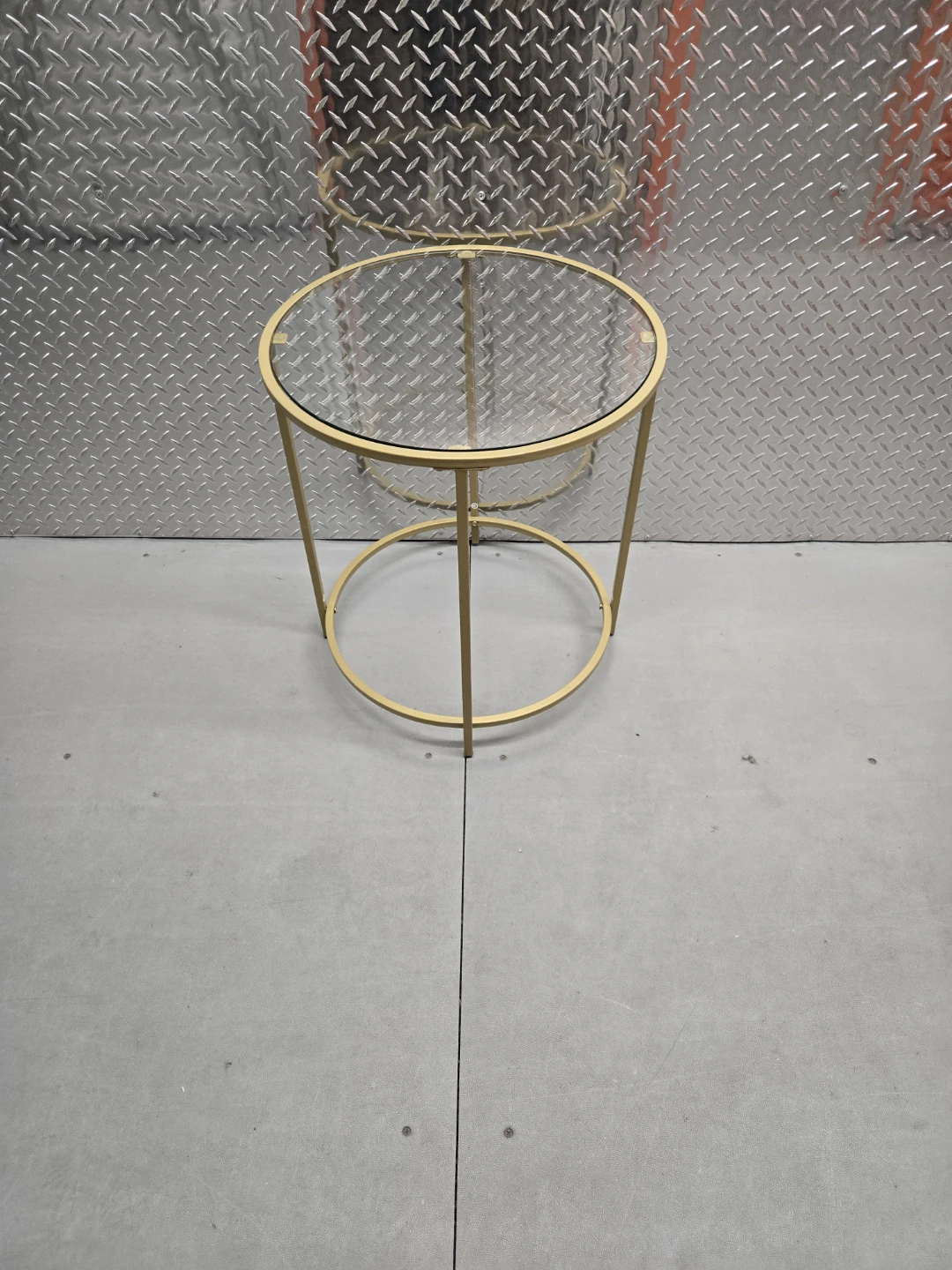 Modern Gold Round End Table - Clear Tempered Glass Top - photo 2