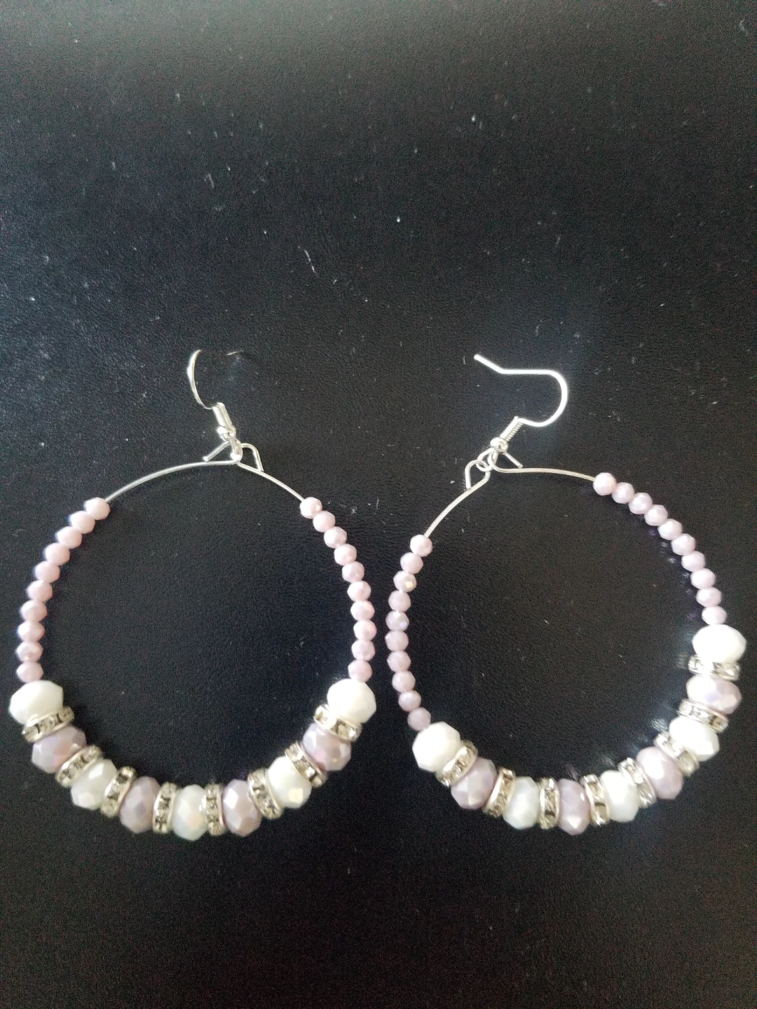 Pink and White Beaded Hoop Earrings⚽️ - photo 2