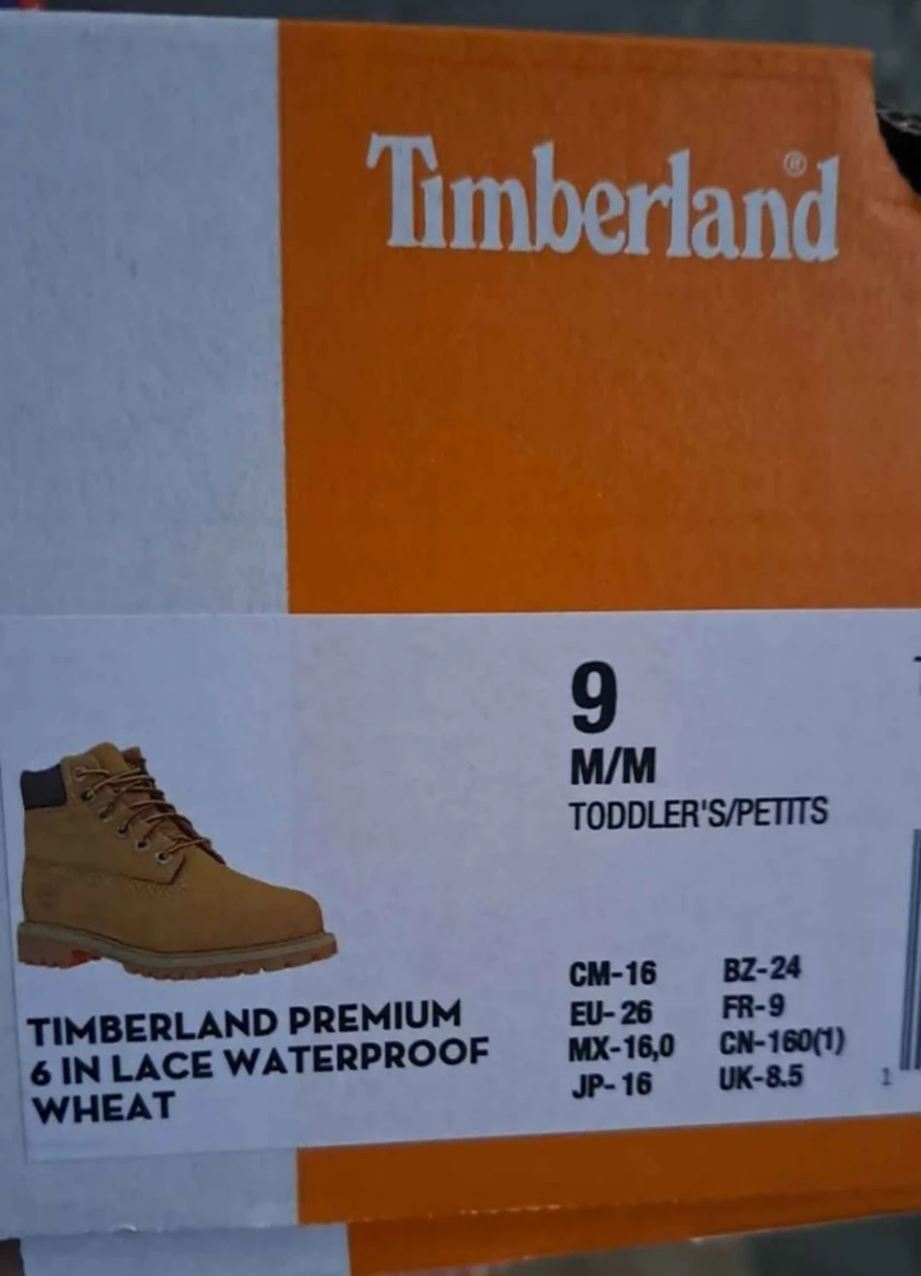 Timberland Premium 6" Lace Waterproof Toddler Boots Wheat Size 9 - photo 2