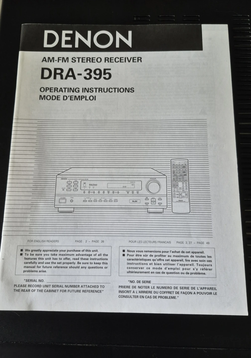 DENON AM-FM Stereo Receiver DRA-395 - photo 3