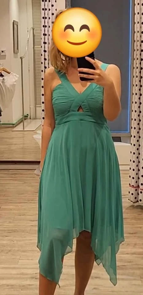 Teal Chiffon Halter Neck Dress