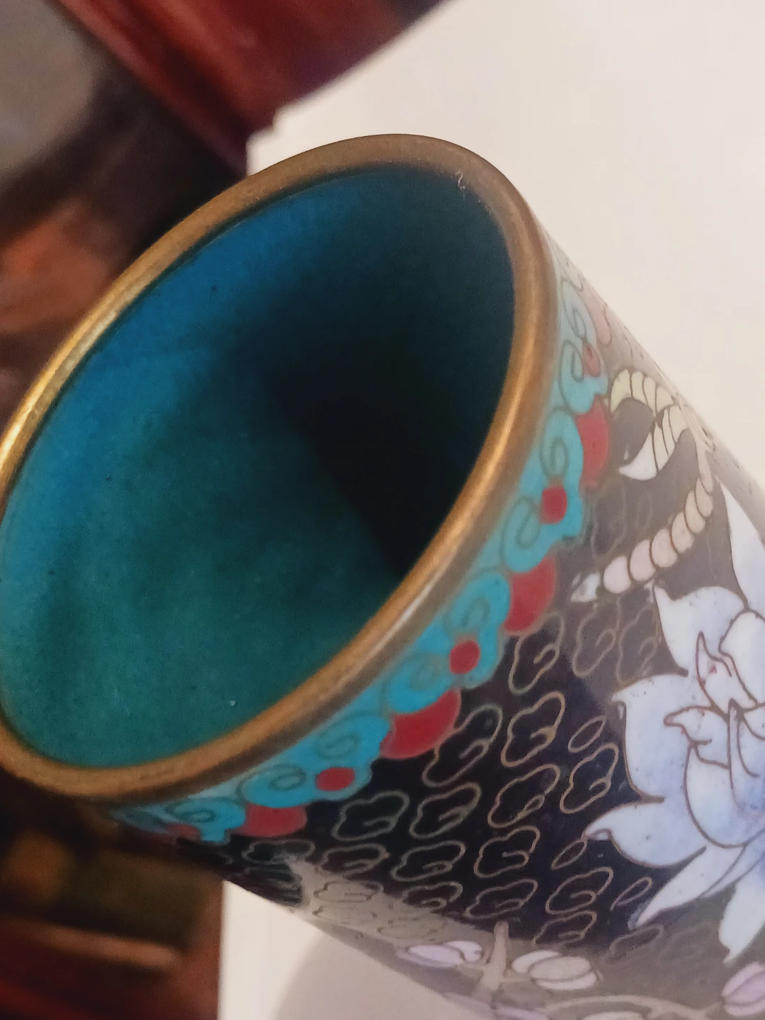 Antique Authentic Asian Cloisonné Enamel Jar - photo 5