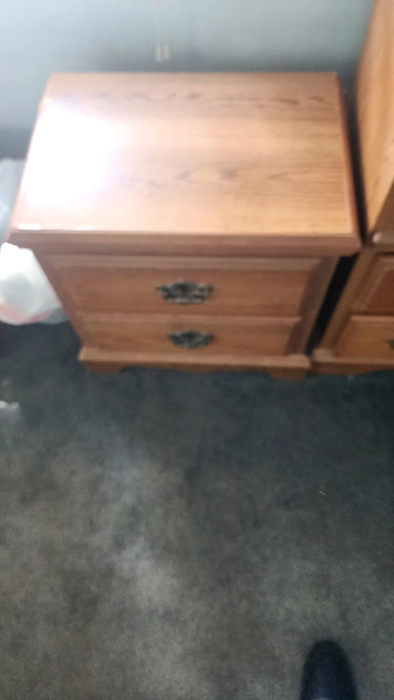 Wooden Nightstand with Two Drawers