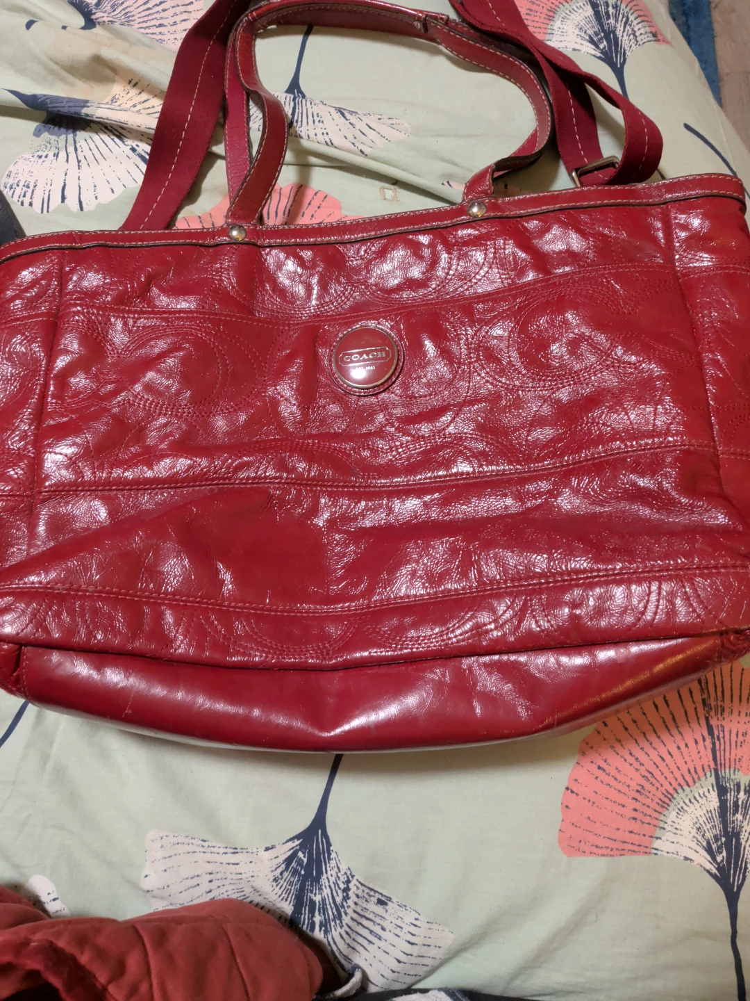 Red Coach Diaper bag