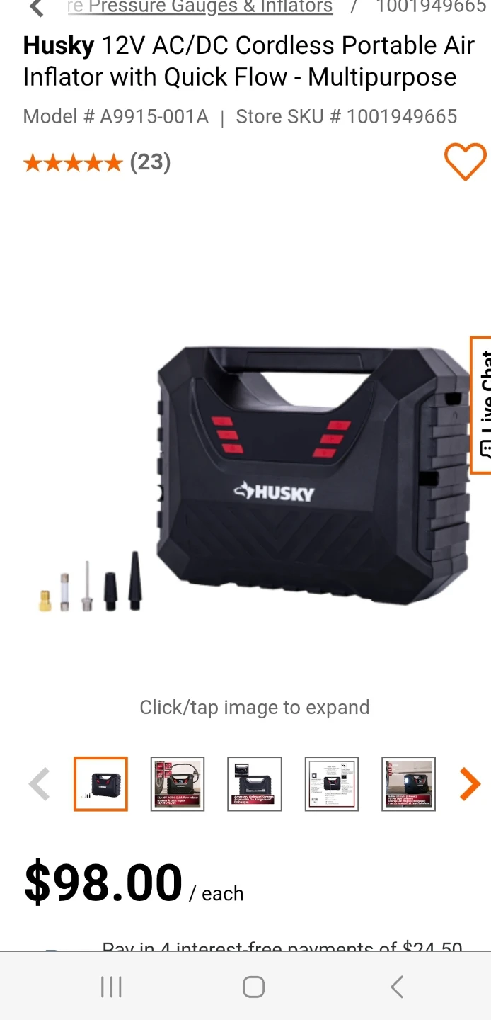 Husky 12V AC/DC Cordless Portable Air Inflator with Quick Flow - photo 2