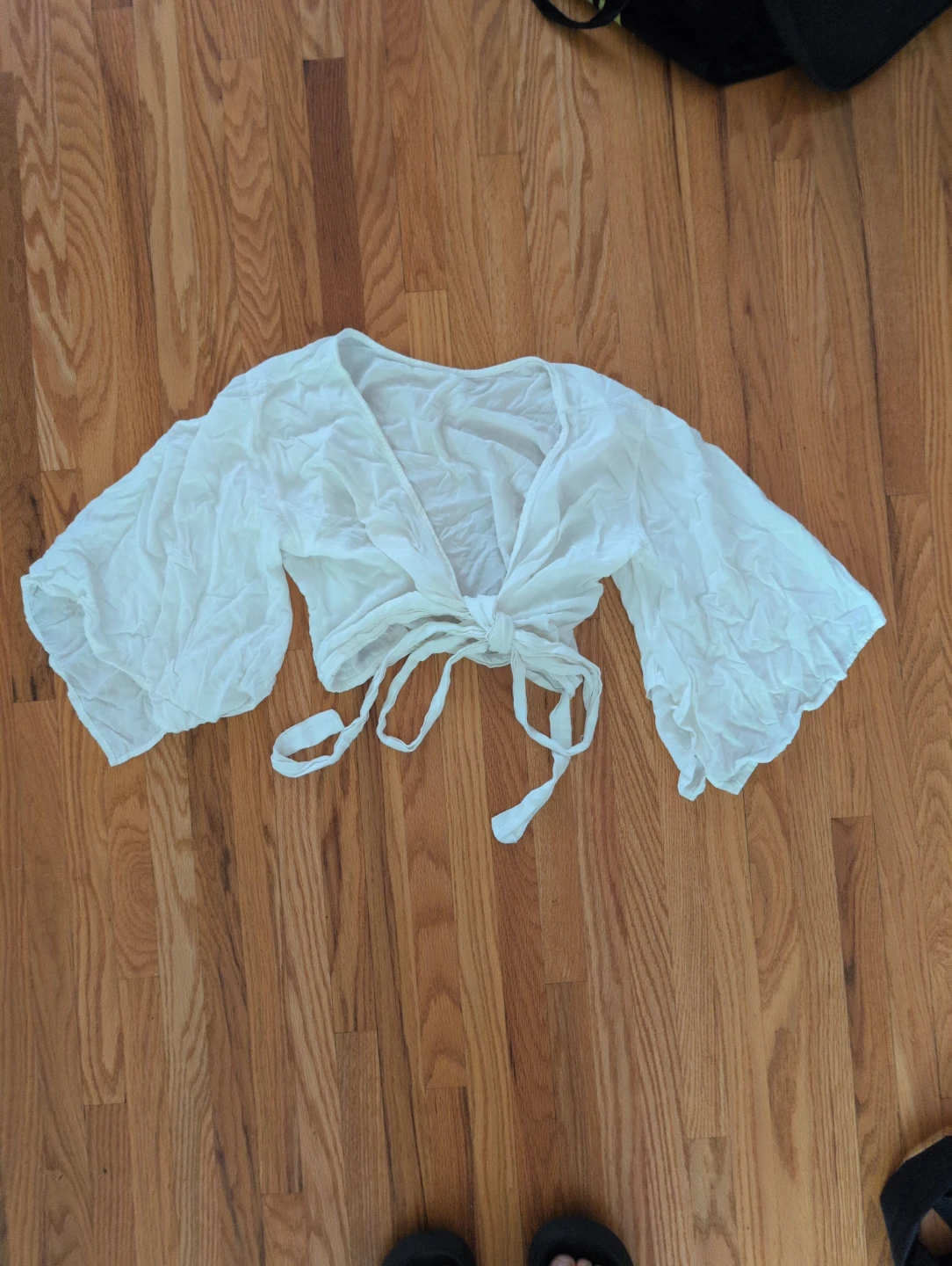 White Tie-Front Crop Top ⚽