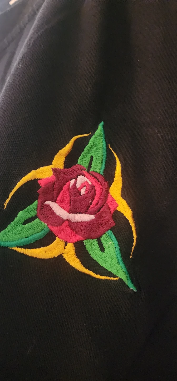 Black T-Shirt with Rose Graphic - photo 2